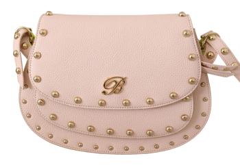 推荐Blumarine pink Leather Studded Shoulder Strap Women Women's Bag商品
