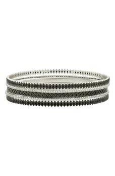 推荐Sterling Silver CZ Bangle Bracelet - Set of 5商品