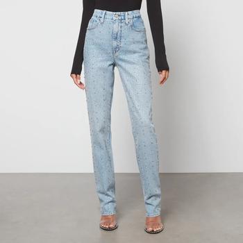 推荐Good American Good Icon Crystal-Embellished Straight-Leg Denim Jeans商品