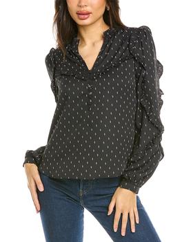Vince Camuto Specialty Size, Vince Camuto | Vince Camuto Ruffle Yoke Dot Top商品图片 5.6折