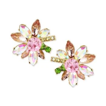 Betsey Johnson | Gold-Tone Multi-Crystal Flower Stud Earrings,商家Macy's,价格¥283