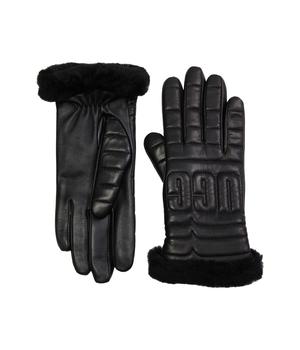 ugg手套, UGG | Leather Quilted Logo Gloves with Conductive Tech Palm商品图片 4.6折