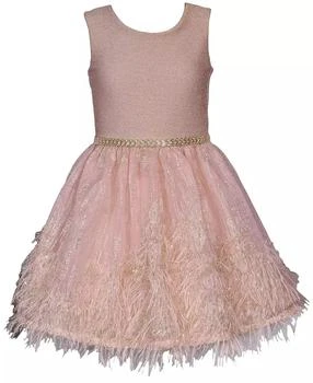 Bonnie Jean | Little Girls Sparkle Knit to Feather Border Party Dress,��商家Macy's,价格¥264