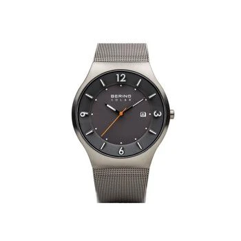 推荐Men's Slim Solar Stainless Case and Mesh Watch商品