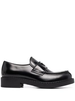 推荐PRADA logo-plaque chunky heel loafers商品