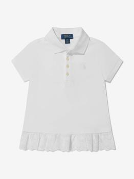 推荐Ralph Lauren  White Girls Cotton Ruffle Polo Shirt商品