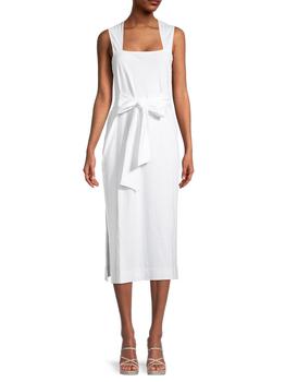 vince dress, Vince | Belted Pima Cotton Midi Dress商品图片 3.5折