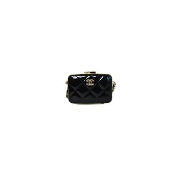 Chanel | Chanel Small Box with Chain Patent Leather Clutch Black,商家NOBLEMARS,价格¥27395