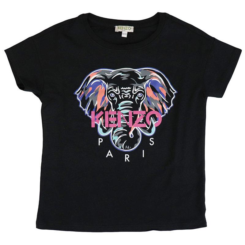 推荐KENZO 女童黑色棉质大象图案T恤 KQ10298-02商品