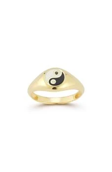 Sphera Milano | 14K Gold Plate CZ Yin & Yang Signet Ring,商家Nordstrom Rack,价格¥284