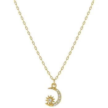 Giani Bernini | Cubic Zirconia Moon & Star Pendant Necklace in Gold-Plated Sterling Silver, 16" + 2" extender, Created for Macy's 独家减免邮费
