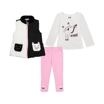 商品Little Girls Trimmed Vest, Kitty T-shirt and Leggings, 3 Piece Set,商家Macy's,价格¥329图片