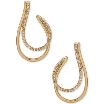 Anne Klein | Gold-Tone Double-Row Crystal Hoop Earrings, 1-2/5",商家Macy's,价格¥209