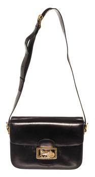Celine Vintage Black Leather Horse Carriage Box Shoulder Bag product img