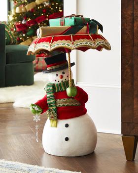 商品26" All The Trimmings Snowman w/ Serving Tray Umbrella,商家Neiman Marcus,价格¥6351图片