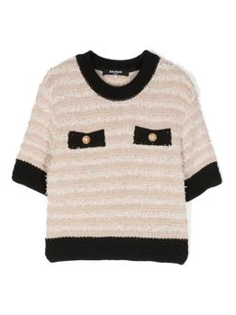Balmain | Balmain Kids Button Detailed Straight Hem Knitted Top,商家Cettire,价格¥2050