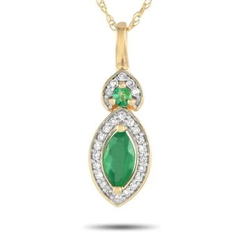 LB Exclusive | 14K Yellow Gold 0.07ct Diamond and Emerald Pendant Necklace PD4-16299YEM,商家Premium Outlets,价格¥1803