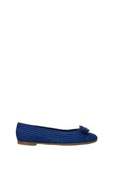 菲拉格慕女鞋, Salvatore Ferragamo | Ballet flats varina Raffia Blue Admiral商品图片 3.7折, 满$250享9.7折, 满折