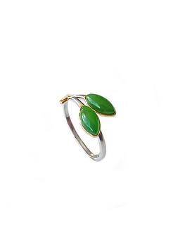 商品Natural Jade Leaf Buds 18K Gold Plated Sterling Silver 925 Ring-Adjustable,商家Belk,价格¥730图片