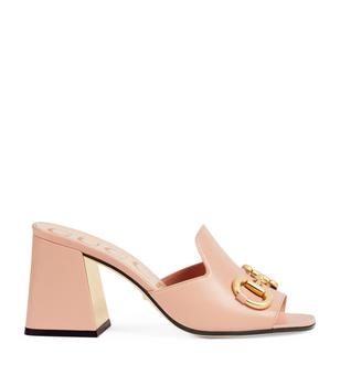 古驰高帮鞋, Gucci | Leather Horsebit Heeled Mules 75商品图片 