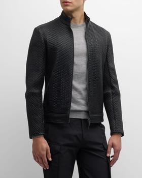 商品Emporio Armani | Men's Textured Leather Jacket,商家Neiman Marcus,价格¥10455图片