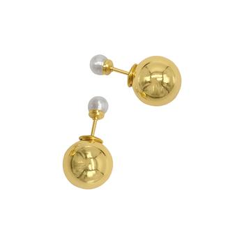 product Adornia Pearl Double-sided Ball Earrings gold image