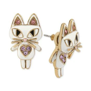 推荐Gold-Tone White Enamel Cat Earring Jackets商品