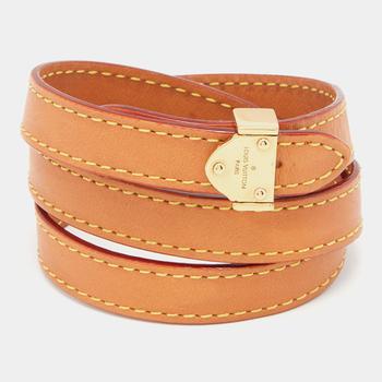 lv手链, [二手商品] Louis Vuitton | Louis Vuitton Tan Brown Leather Box It Triple Tour Bracelet 17商品图片 9.1折, 满$800减$80, 满减