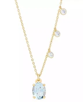 Macy's | Blue Topaz (3 ct. t.w.) & Lab-Grown White Sapphire (3/8 ct. t.w.) 18" Pendant Necklace in 14k Gold-Plated Sterling Silver,商家Macy's,价格¥187