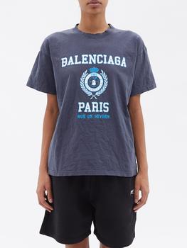 巴黎世家, Balenciaga | College 1917 crest-logo cotton-jersey T-shirt商品图片 