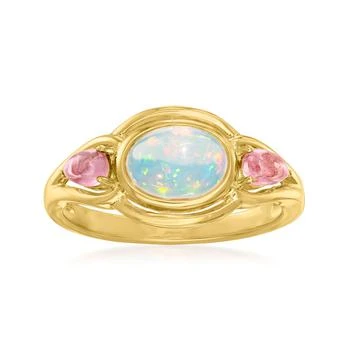 Ross-Simons Ethiopian Opal and Pink Tourmaline Ring in 18kt Gold Over Sterling