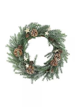 推荐Classic Pine with Pine Cones and Stars Artificial Christmas Wreath 13-Inch Unlit商品