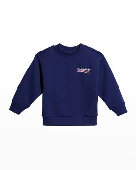 巴黎世家卫衣价格, Balenciaga | Kid's Political Logo Crewneck Sweatshirt, Size 2-10商品图片 