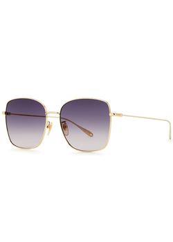 推荐Gold-tone oversized square-frame sunglasses商品