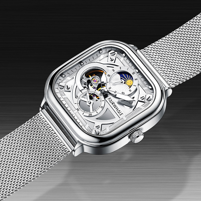 推荐马克华菲手表潮流时尚方形表盘运动防水夜光全自动机械手表商品