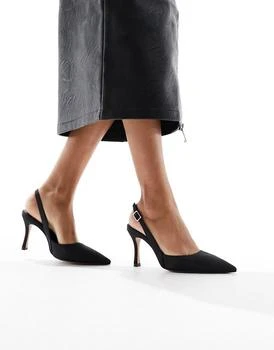 ASOS | ASOS DESIGN Samber 2 slingback stiletto heels in black 独家减免邮费
