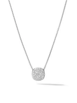 David Yurman | Pavé Cushion Pendant Necklace in 18K White Gold,商家Saks Fifth Avenue,价格¥24004