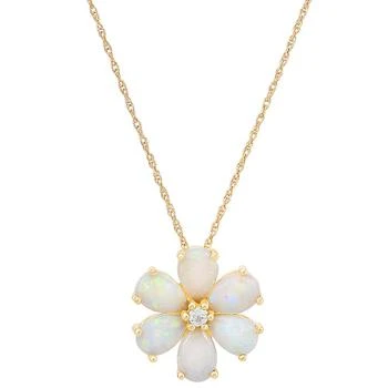 Macy's | Opal (1-1/2 ct. t.w.) & Diamond (1/20 ct. t.w.) Flower 18" Pendant Necklace in 14k Gold 3.5折