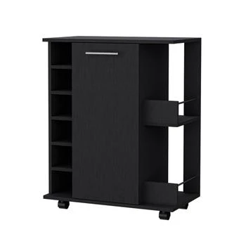 Homezia | Black Rolling Bar Cart With Wine Storage,商家Premium Outlets,价格¥1945