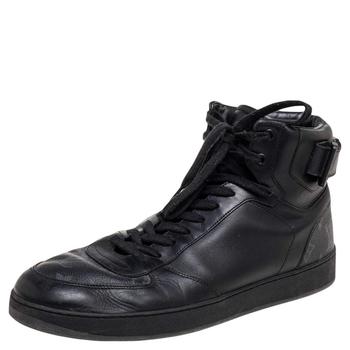 更多路易威登男鞋, [二手商品] Louis Vuitton | Louis Vuitton Black Monogram Canvas and Leather Rivoli Sneaker Boots Size 43.5商品图片 6.1折, 满1件减$100, 满减