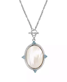 2028 | Silver-Tone Aqua and Mother of Pearl Necklace,商家Macy's,价格¥401