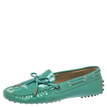 Tod's Pale Green Patent Leather  New Gommini Loafers Size 36.5 product img