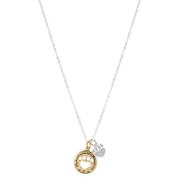 Unwritten | 14K Two Tone Gold Flash-Plated Cubic Zirconia 'My Heart Is Paved with Pawprints' Multi Heart-Paw Charm Pendant Necklace with Extender商品图片,6折×额外8.5折, 额外八五折