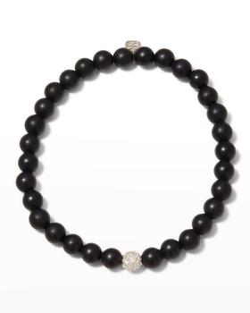 商品Sydney Evan | Men's Diamond Pavé Ball Onyx Beaded Bracelet,商家Neiman Marcus,价格¥7286图片