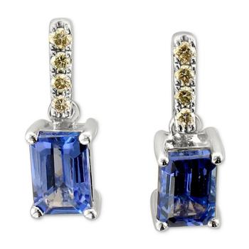 商品Blueberry Tanzanite (1 ct. t.w.) & Nude Diamond (1/10 ct. t.w.) Stud Earrings in 14k White Gold图片