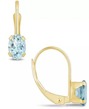 Macy's | Aquamarine (9/10 Ct. T.W.) Leverback Earrings in 10K Yellow Gold or White Gold,商家Macy's,价格¥1221