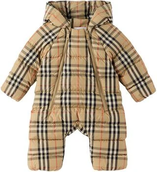 Burberry | Baby Beige Check Down Snowsuit 