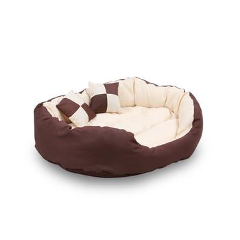 商品Happycare Textiles Durable Bolster Sleeper Oval Pet Bed with Removable Reversible Insert Cushion and Additional Two Pillow, 34"x27",商家Macy's,价格¥484图片