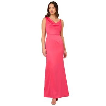 Adrianna Papell | Women's Asymmetric-Neck Satin Crepe Dress 