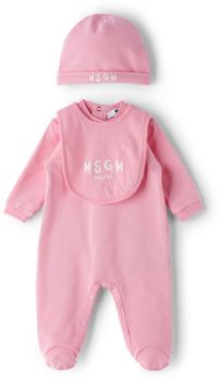 商品Baby Pink Brush Logo Jumpsuit Set图片